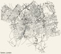Street roads map of the BOROUGH OF SUTTON, LONDON