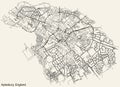 Street roads map of the British city of AYLESBURY, ENGLAND