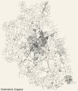 Street roads map of the British city of CHELMSFORD, ENGLAND