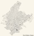 Street roads map of the City of Athens municipality of Athens, Greece