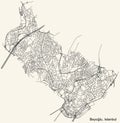 Street roads map of the district BeyoÃÅ¸lu of Istanbul, Turkey Royalty Free Stock Photo