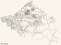 Street roads map of the East Ost district of Leipzig, Germany