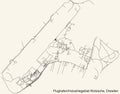 Street roads map of the Flughafen/Industriegebiet Klotzsche quarter of Dresden, Germany