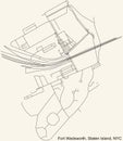 Street roads map of the Fort Wadsworth neighborhood of the Staten Island borough of New York City, USA Royalty Free Stock Photo