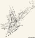 Street roads map of the Grorud Borough of Oslo, Norway