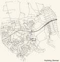 Street roads map of the Huchting subdistrict of Bremen, Germany