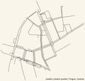 Street roads map of the Josefov Jewish Quarter cadastral area of Prague, Czech Republic