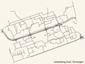 Street roads map of the LEWENBORG-ZUID NEIGHBORHOOD, GRONINGEN Royalty Free Stock Photo