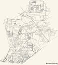 Street roads map of the Northeast Nordost district of Leipzig, Germany