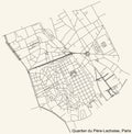 Street roads map of the PÃËRE-LACHAISE QUARTER, PARIS