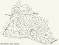 Street roads map of the Quartier DervalliÃÂ¨res - Zola district of Nantes, France
