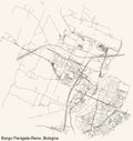 Street roads map of the Quartiere Borgo Panigale-Reno district of Bologna, Italy