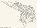 Street roads map of the Quartiere 1 Centro Storico district of Florence, Italy