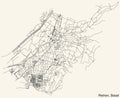 Street roads map of the Riehen District of Kanton Basel, Switzerland