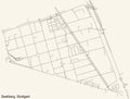 Street roads map of the Seelberg quarter inside Bad Cannstatt district of Stuttgart, Germany