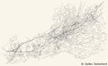 Street roads map of St. Gallen, Switzerland