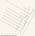 Street roads map of the Sugar Hill neighborhood of the Manhattan borough of New York City, USA