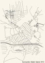 Street roads map of the Sunnyside neighborhood of the Staten Island borough of New York City, USA