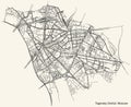 Street roads map of the Tagansky District of the Central Administrative Okrug of Moscow, Russia