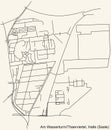 Street roads map of the AM WASSERTURM THAERVIERTEL DISTRICT, HALLE SAALE