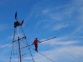 Street rope-walker Royalty Free Stock Photo