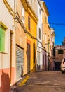 Street with rustic houses of mediterranean town Felanitx on Majorca island, Spain Royalty Free Stock Photo