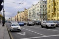 Saint Petersburg, Russia - November, 2020 Street in Saint Petersburg near Saint Isaac's Cathedral. Nevsky prospect Royalty Free Stock Photo