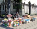 Street saleswoman of flowers