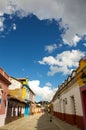 Street at San Christobal De Las Casas with clouds Royalty Free Stock Photo