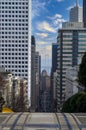 Street in San Francisco. In the background is the Oakland bay Bridge Royalty Free Stock Photo