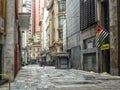 Street in Sao Paulo downtown totally empty. Centro historico de Sao Paulo, Se e Sao Bento, Brazil. Empty street in city center.