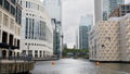 Street scape of the Canary Wharf district in London, United Kingdom Royalty Free Stock Photo