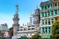 A street scape view with colonial building in the town of Yangon