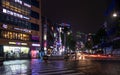 Street Scenario with Buildings, Central Square and traffic lights during Night of Busanjin District, Busan, South Korea. Asia