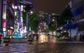 Street Scenario with Buildings, Central Square and traffic during Night of Busanjin District, Busan, South Korea. Asia