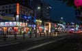 Street Scenario with Buildings and traffic during Night of Nam District, Busan, South Korea. Asia