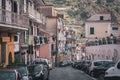 Street scene with architecture and mountains in Cetara, on the Amalfi Coast, in Campania, Italy Royalty Free Stock Photo