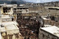 Aerial view of ancient tannery in residential suburb Royalty Free Stock Photo