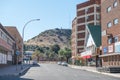 Street scene in Bloemfontein with the statue of Nelson Mandela