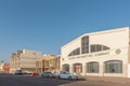 Street scene with businesses and vehicles in Walvis Bay