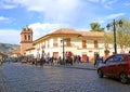 Street scene of Calle Santa Clara, one of the oldest street in the historic center of Cusco, Peru Royalty Free Stock Photo