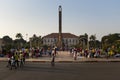 Street scene in the city of Bissau with people at the Praca dos Herois Nacionais, in Guinea-Bissau