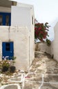 Street scene classic Greek Island architecture with painted walk Royalty Free Stock Photo