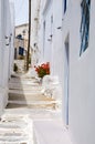 Street scene classic Greek Island architecture with painted walk Royalty Free Stock Photo