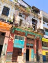 Street scene with colorful old colonial building in Havan. Cuba Royalty Free Stock Photo