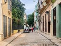 Street scene with colorful old colonial building in Havan. Cuba Royalty Free Stock Photo