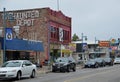 Street Scene in Downtown Sault Ste. Marie at St. Marys River, Michigan Royalty Free Stock Photo