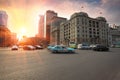 The street scene at dusk in shanghai Royalty Free Stock Photo