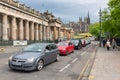 Street scene Edinburgh near Royal Scottish Academy with cars and pedestrians