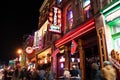 Street scene from famous lower Broadway in Nashville Tennessee viewed at night